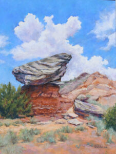 Painting of Stones With Wild Grass Under the Sky